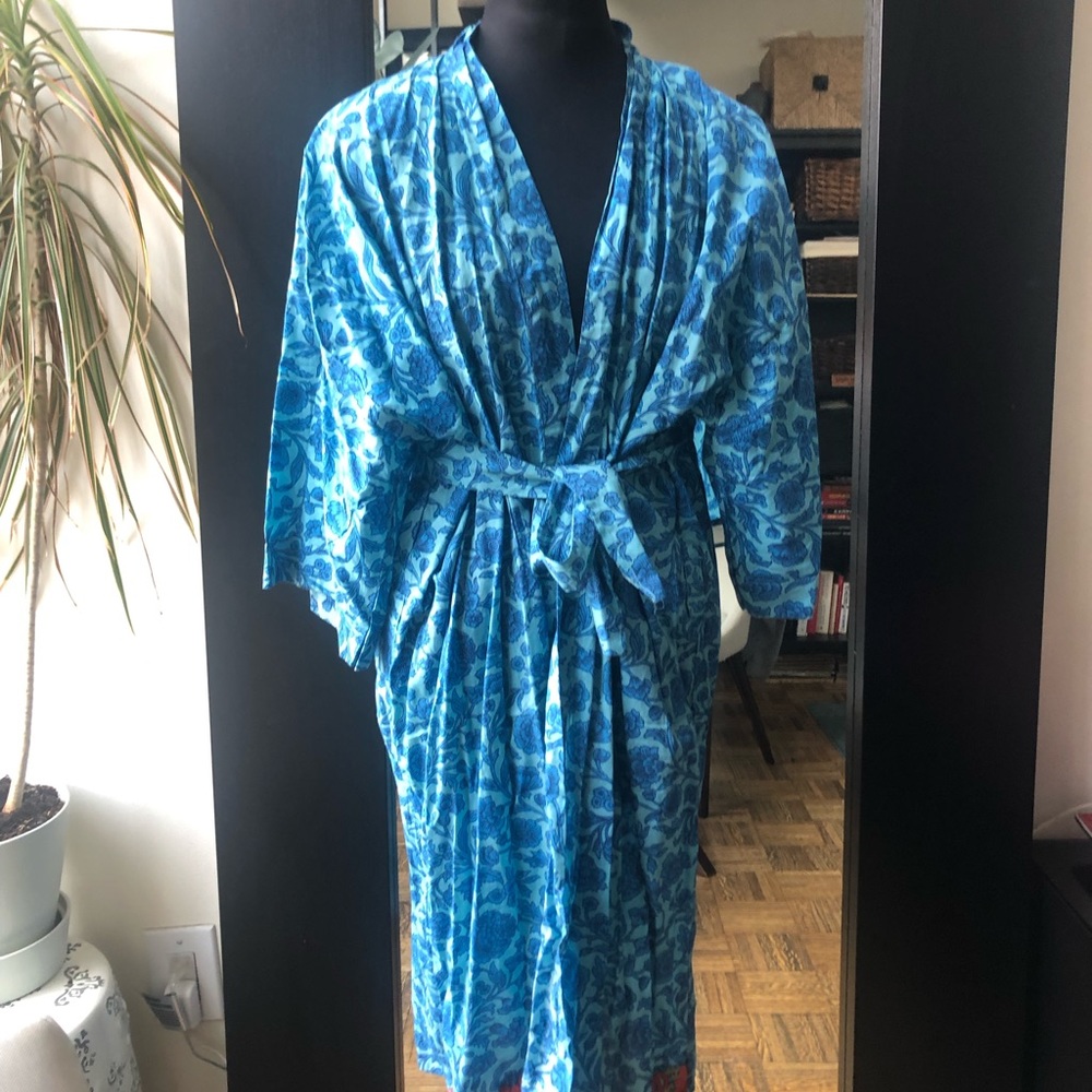 Cotton Blue Floral Robe